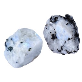 WUYOUSHI 2pcs Rainbow Moonstone Crystals Raw Stones Natural Crystals and Healing Stones for Meditation Chakra Balance Tumbling DIY and Decoration Crystals