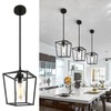 1-Light Black Pendant Light Fixture Farmhouse Iron Cage Metal Pendant