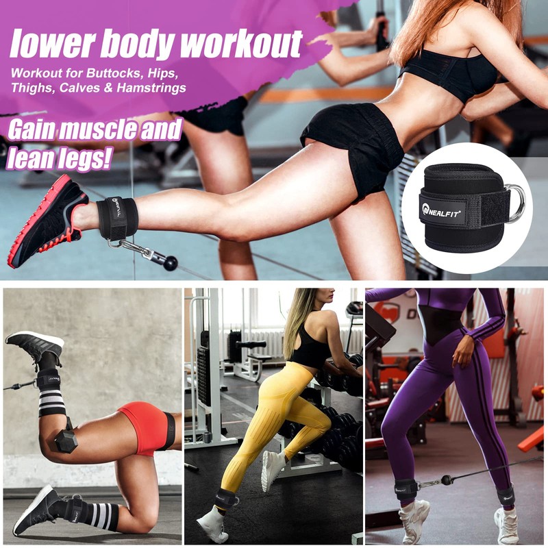 NEALFIT Ankle Strap for Cable Machine, Gym Ankle Cuff for