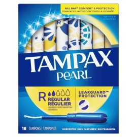 Tampax Pearl Tampons Regular Absorbency Unscented 18ct