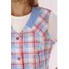 Schuerzenfabrik Button Gown Women's Mixed Fabric Checked Apron Sleeveless Cooking