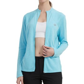 MoFiz Rash Guard, Women's UA Wear, Sunburn Protection, Outdoor, Upf50, Cool to Touch, Breathable, Thin, Large Size, UV Protection, Plain, Stylish, Mountain Climbing, Fishing, Large Size, blue (light