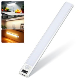 CT CAPETRONIX Under Cabinet Light Rechargeable, Dimable Closet Light Wireless with 3 Color Temperatures 3 Modes, Battery Operated Under Counter Lights for Kitchen Motion Sensor Light Indoor,11.8 inch