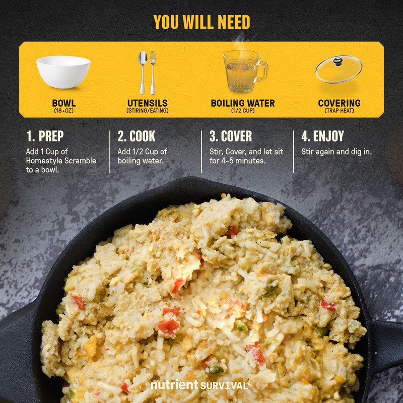 Homestyle Scramble Eggs High Protein Meal (10 Servings) Freeze Dried
