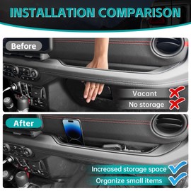 OUSUWO Grab Bar Tray Organizer Compatible with 2018-2023 Jeep Wangler JL JLU 4XE Rubicon Sahara & Gladiator JT Accessories, Passenger Side Grab Handle Storage Box, Interior GrabTray Accessories
