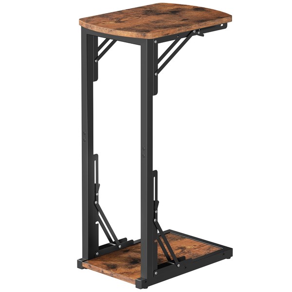 MAHANCRIS Folding Samll Side Table, C-Shaped End Table for Couch,