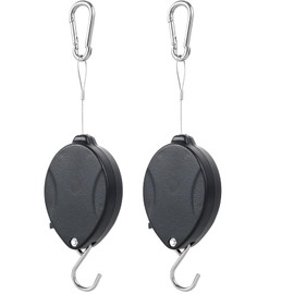 2Pcs Retractable Plant Hanger Adjustable Height Plant Pulley 25KG Max Weight Pull Down Plant Hanger Heavy Duty Flower Basket Hook Hanger Easy to Raise and Lower for Bird Feeder Plant Basket