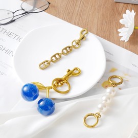 Cherry Keychain Cherry Bag Charm Keychain Accessories Gifts for Women Bag Charms Extender Chain for Handbags(Blue Cherry-Golden)