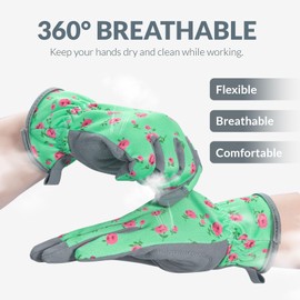 Baidast Gardening Gloves for Women, Breathable Leather Garden Gloves with Grip, Thorn Proof Working Gloves for Digging, Planting, Pruning