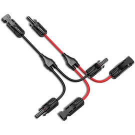 RUNCCI-YUN Pack of 2 Solar Cable Y Plug, Solar Splitter Plug, Solar Panel Cable Connectors Plug, Solar Cable Y Splitter Solar Plug for Parallel Photovoltaic Connection, Black/Red