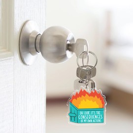 Oh Look It's The Consequence Of My Own Actions Keychain 2 Inches Funny Consequences, Self Awareness, Meme Quote Acrylic Material Key Ring Accessories for Motorcycles, Cars, Backpack, Handbag, Gifts