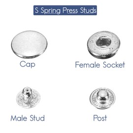 WedDecor 20mm S-Spring Press Studs 4 Part Silver Snap Fasteners Sew Buttons for Leathercraft, Sewing, Jackets, Shirts, Fabric, Repair, DIY Projects, 10pcs