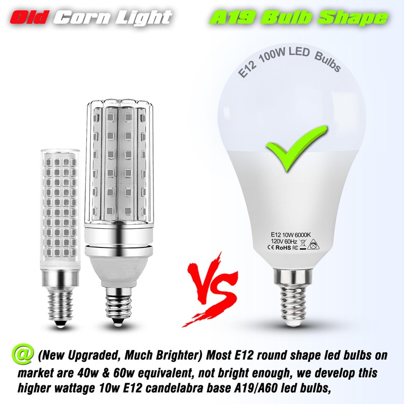 E12 100W Equivalent LED Candelabra Bulbs, E12 A19 A60 LED