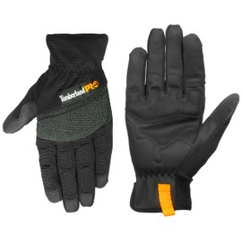 Timberland PRO Men's Construction Work Gloves - Stretch Nylon Back Hand - Synthetic Leather Palm - Reinforced Palm and Knuckle - Touchscreen Compatible - Machine Washable, Black, Large