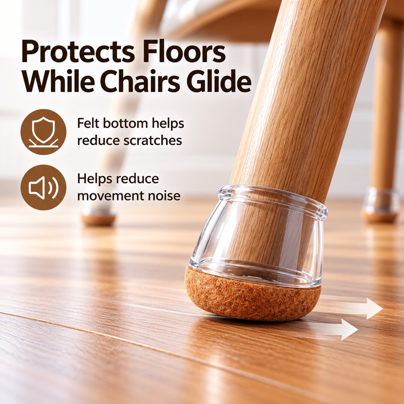 Round Silicone Chair Leg Caps for Floor Protection – 16