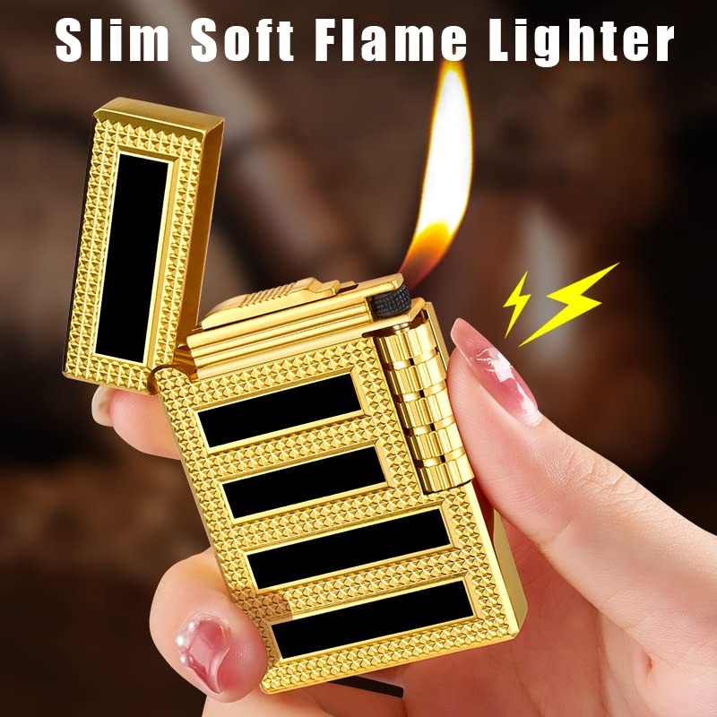 Cigar Lighters Soft Flame Lighter Retro Grinding Wheel Traditional Butane