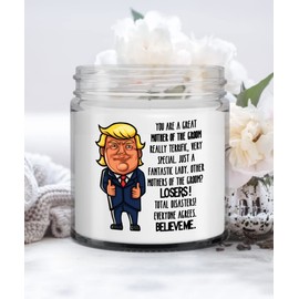 Trump Mother of The Groom Candle from Bride Wedding Ideas for Mom from Son Daughter Republican Polical Keepsake Funny 9 Oz. Vanilla Scented Soy Candle for Women
