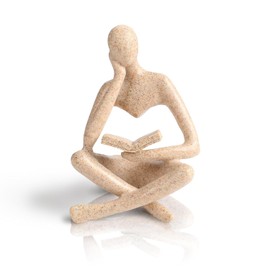 Estatua de Pensador, Arte Abstracto para Decoración de Estantería, Escultura Figuras Decorativas, Estatuas de Resina Adecuadas para Sala de Estar, Dormitorio, Oficina, Cafetería (Beige)