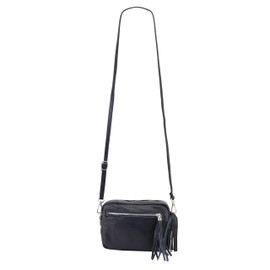 SH Leder Tina G296 Genuine Leather Shoulder Bag Small Bag Evening Bag Clutch Crossbody Bag Messenger Handbag with Zip 18 x 13 cm, black