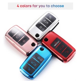 QBUC Car Key Case for VW, TPU Dustproof Key Box, Car Key Protection, Key Cover for VW Polo/Santana/Jetta (Red)