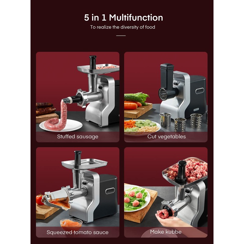 Electric Meat Grinder Heavy Duty - 5 in1 Meat Grinders
