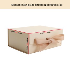 kaxilu Light yellow Gift Boxes with Ribbon Foldable Gift Boxes Set of 5 Magnetic Gift Boxes for Presentations and Groomsmen Proposal, Glossy Finish,8.7x6.5x3.5 Inches