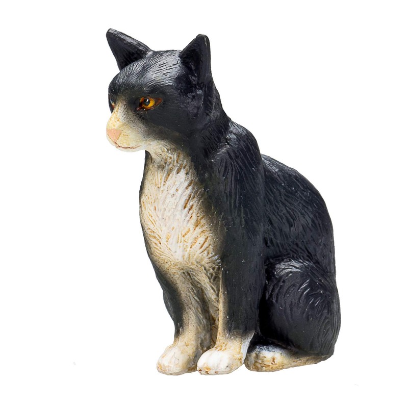 MOJO Cat Sitting Black and White Toy Figure