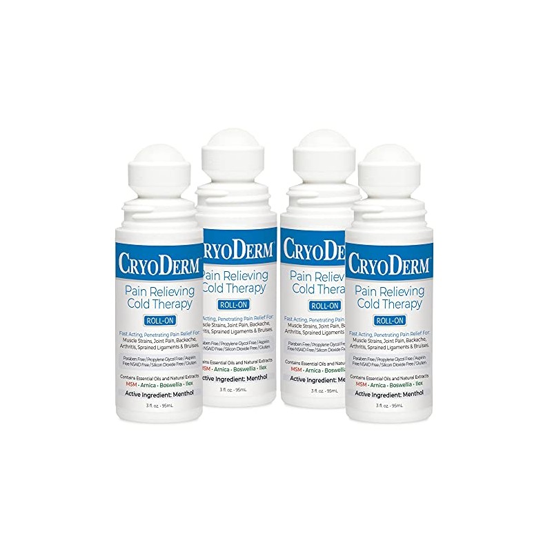 Cryoderm Pain Relieving Roll-on, 3oz. - 4 Count