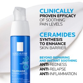 La Roche-Posay La Roche-Posay Toleriane NIGHT Face cream for Women & Men. Dermallergo Moisturizer for Face, Eyes & Neck. Soothing Ultra Sensitive Skin, Anti-Redness, with Niacinamide & Neurosensine, 40ML