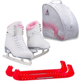 Jackson Ultima Finesse JS184 Figure Ice Skates for Women Bundle with Guardog Skate Guards, Jackson Skate Bag JL350 / Skates Color: Pink/Width: Medium/Size: Toddler 8 (Kid's)