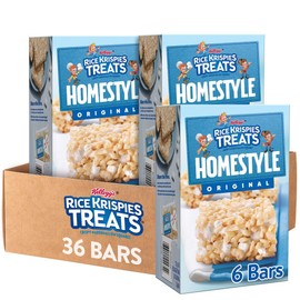 Rice Krispies Treats Homestyle Marshmallow Snack Bars, Kids Snacks, School Lunch, Original (6 Boxes, 36 Bars)