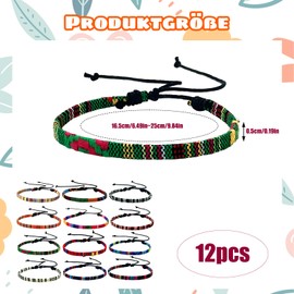 ZXJLWR 12 pieces circumference 16.5-25 cm friendship bracelets, braided Tibetan lucky bracelets, gift idea for Christmas, birthday, Valentine's Day