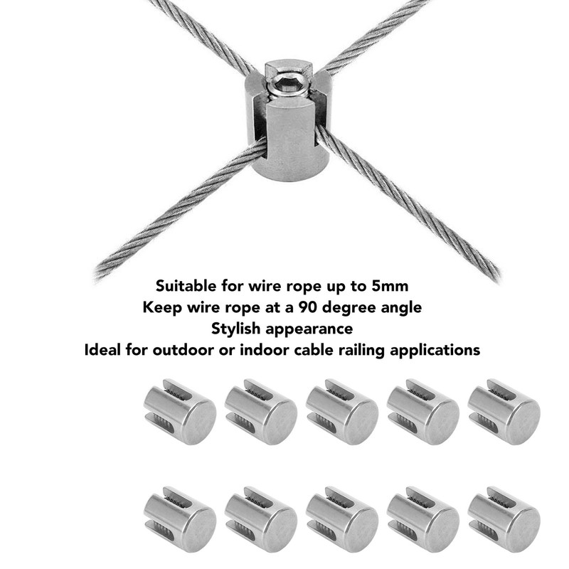 10Pcs Cross Cable Clamps 316 Stainless Steel Railing Wire Rope