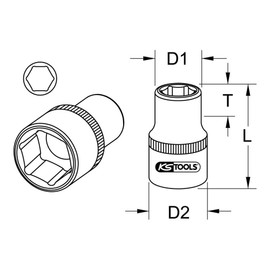 KS Tools 1/2' Classic Sechskant-Stecknuss, 13mm