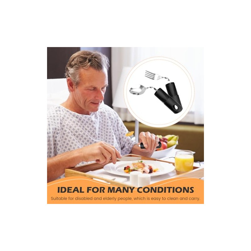 Parkinson Cutlery with Thick Handle, Cutlery for Parkinson Seniors Disabled,