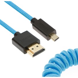 Uonecn Micro HDMI to HDMI Cable Coiled for Atomos Ninja-V, HDMI to Micro HDMI Spring Cord for Canon R5C R5 R6, Support 3D HDR 1080P HD eARC, 12-18 Inch