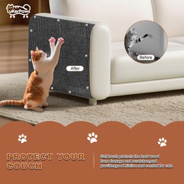 LukerPaws Cat Scratch Mat, Self-Adhesive Trimmable cat Scratch Furniture Protector for Couch, cat Scratch pad，cat Tree，DIY Climbing Carpet for Cat Tower Replacement Pads (Khaki, 78.7" x 15.8")