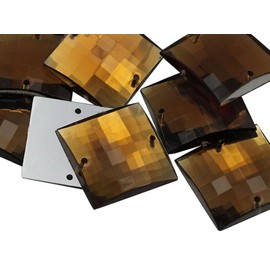 12 mm Plaza Flat Back coser en abalorio para manualidades – 60 piezas, humo (Smokey Topaz CH25), 60