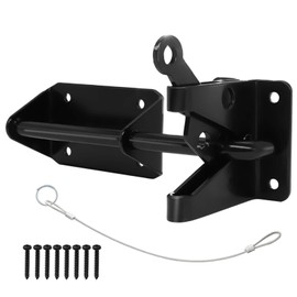 Heavy Duty Automatic Latch for Wooden & Metal Gates, Vinyl Fence, Self Locking Outswinging Pool & Dog Gate Door Latch with Gravity Security & Cable Pull Opener, Black
