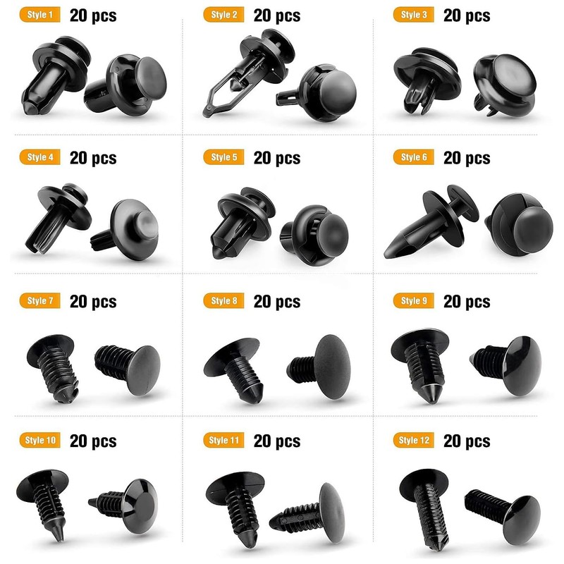 LOVJOYSE 240PCS Bumper Retainer Clips Car Plastic Rivets Fasteners Push