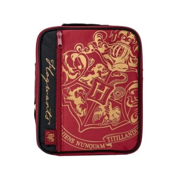 Blue Sky - Harry Potter Deluxe Lunch Bag | Insulated Compartments | Hogwarts Crest & HP Logo Gold Print | Ideal for Fans, Burgundy, Polyester