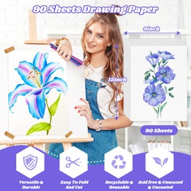 Drawing Paper, 9" x 12" Art Paper, 90 Sheets Artist Sketching Drawing Easel Paper Bulk, Art Supplies for Kids Adults, Arts & Crafts, White Coloring Paper
