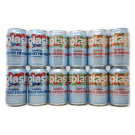 12 Pack Variety of Zero Calories, Sugar - Sparkling Splash Refresher 12oz Cans Rocket Freeze, Kiwi Watermelon, Blood Orange