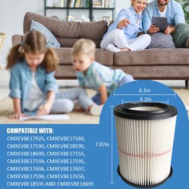 2 Pack Replacement Filter for Craftsman CMXZVBE38754 009-38754 Red Stripe General Purpose, Wet Dry Vac Filter Fits for 5 to 20 Gallon Shop Vacuums