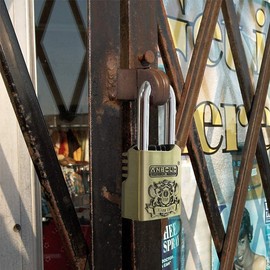 Alarm Padlock - Anti-Theft Heavy Duty Security Alarm Lock - 120db Alarm Sound - Weather Proof for Door Storehouse Truck with 4 Keys (12mm) Bronze