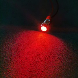 GUUZI 8 x 6 mm Voyant LED 220-230 V Signal Lumineux étanche Panneau Métallique Voyant LED Mounting on Panneau Tête Plate Avec Fils Coque Argentée (Rouge)