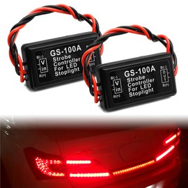 Brake Light Flash Strobe Controller Brake Flasher LED Flash Module Flash Strobe Controller Flasher Module Strobe Tail Light Strobe for Trucks Cars Motorcycles Stop Light Brake Light Tail 12-30 V(2Pcs)