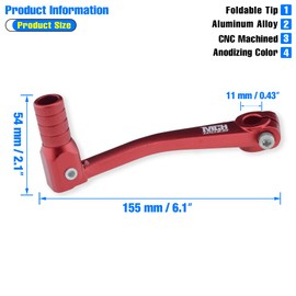MCHMFG Folding Gear Shifter Shift Lever CNC Aluminum Gear Shifter Shift Lever for XR50 XR80 CRF50 CRF70 50cc-125cc Pit Dirt Bike Motorcycle (Red)