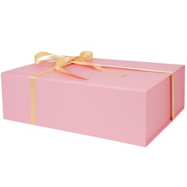RayofSun Pink Gift Box,13.8" x 9" x 4.3" Large Groomsmen Proposal Box with Magnetic Closure Lid and Ribbon for Anniversary Wedding Birthday Graduation Festivals (1 Pack)