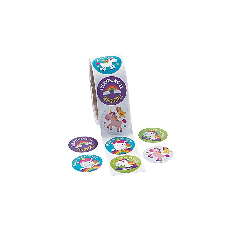 Fun Express - Unicorn Roll Stickers - Stationery - Stickers